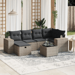 vidaXL Set Divani da Giardino 7 pz con Cuscini Grigio in Polyrattan