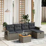 vidaXL Set Divano da Giardino 6 pz con Cuscini Grigio in Polyrattan