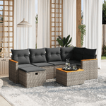 vidaXL Set Divani da Giardino 7 pz con Cuscini Grigio in Polyrattan