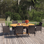 vidaXL Set Mobili da Pranzo per Giardino 7 pz in Polyrattan Marrone