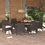 vidaXL Set da Pranzo per Giardino 7 pz con Cuscini Polyrattan Marrone