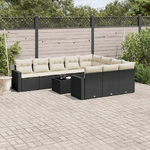 vidaXL Set Divani da Giardino 11 pz con Cuscini in Polyrattan Nero