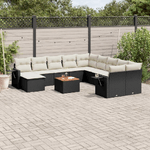 vidaXL Set Divani da Giardino 14pz con Cuscini in Polyrattan Nero