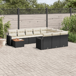 vidaXL Set Divani da Giardino 11 pz con Cuscini in Polyrattan Nero