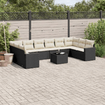 vidaXL Set Divani da Giardino 11 pz con Cuscini in Polyrattan Nero