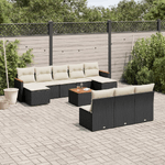 vidaXL Set Divani da Giardino 11 pz con Cuscini in Polyrattan Nero