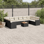 vidaXL Set Divani da Giardino 11 pz con Cuscini in Polyrattan Nero