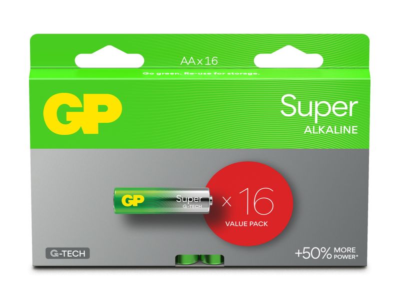 GP-Battery-Batteria-Super-Alcalina-15V-Stilo-AA---15A---LR6--Confezione-16-Pezzi-