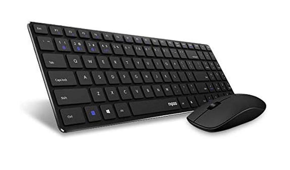 Rapoo-9300M-tastiera-Mouse-incluso-RF-senza-fili---Bluetooth-QWERTZ-Tedesco-Nero