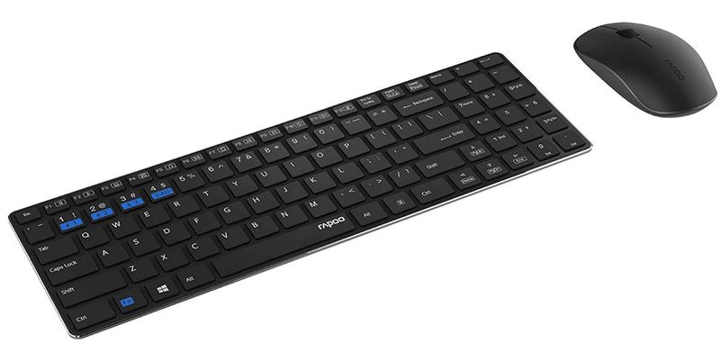 Rapoo-9300M-tastiera-Mouse-incluso-RF-senza-fili---Bluetooth-QWERTZ-Tedesco-Nero