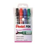 Pentel N60 evidenziatore 4 pz Punta smussata Nero, Blu, Verde, Rosso