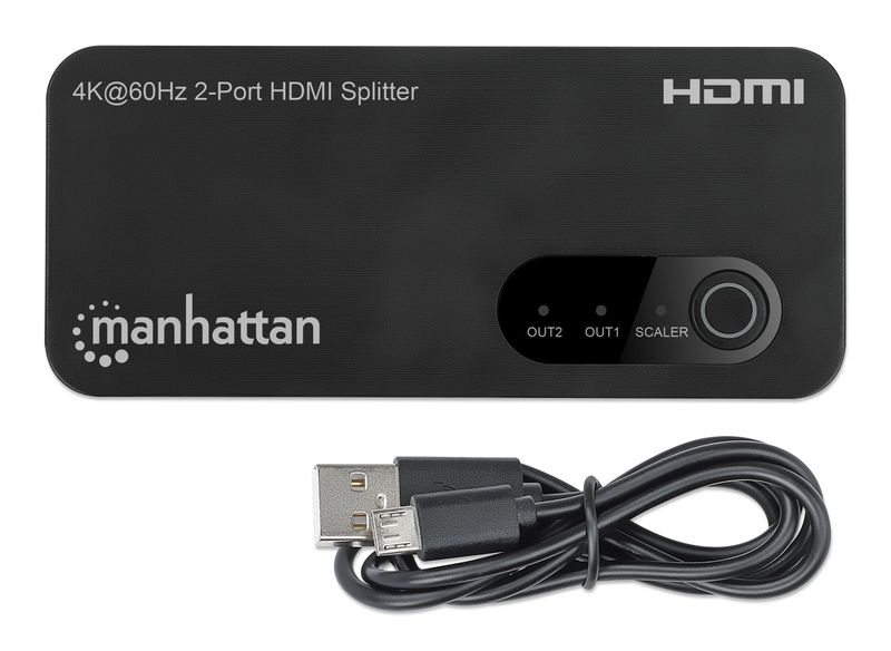 Manhattan-207614-ripartitore-video-HDMI-2x-HDMI--HDMI-4K-SPLITTER-2-PORT-4K-60HZ---MICRO-USB-POWERED-BLACK-