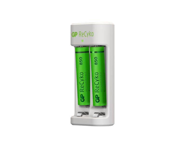 GP-Battery-Caricabatterie-USB-Recyko-E211-con-2-Batterie-Ricaricabili-15V-Mini-Stilo-AAA-NiMH-850mAh-incluse