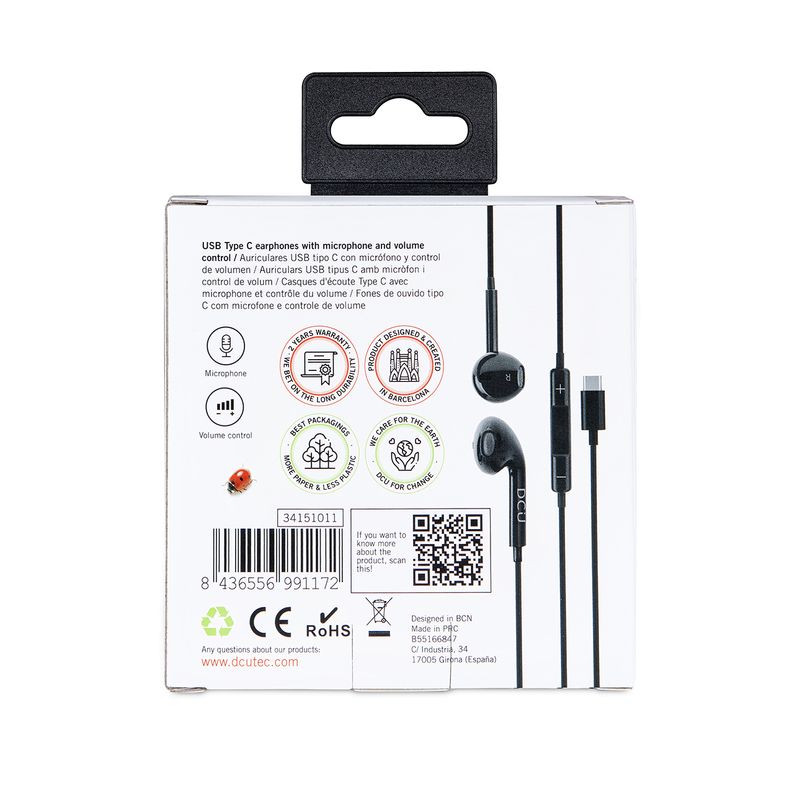 DCU-Advance-Tecnologic-34151011-cuffia-e-auricolare-Cuffie-Cablato-A-clip-Musica-e-Chiamate-Nero