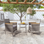 vidaXL Set Mobili da Pranzo per Giardino 3 pz in Polyrattan Grigio