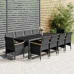 vidaXL Set da Pranzo per Giardino 11 pz in Polyrattan Grigio