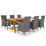 VidaXL Set da Pranzo da Giardino 7 pz Grigio