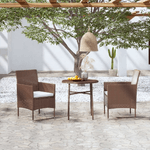 vidaXL Set Mobili da Pranzo per Giardino 3 pz in Polyrattan Marrone