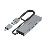 Hama 00200138 hub di interfaccia USB 3.2 Gen 1 (3.1 Gen 1) Type-A + Type-C 5000 Mbit/s Antracite, Grigio