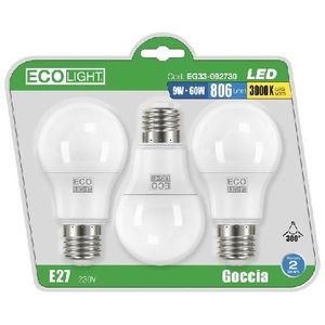 Bisonte Group CENTURY Lampadina LED Goccia Ecolight 8.8W E27 3PZ Luce Calda