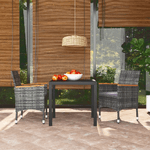 vidaXL Set da Pranzo per Giardino 3 pz con Cuscini Polyrattan Grigio