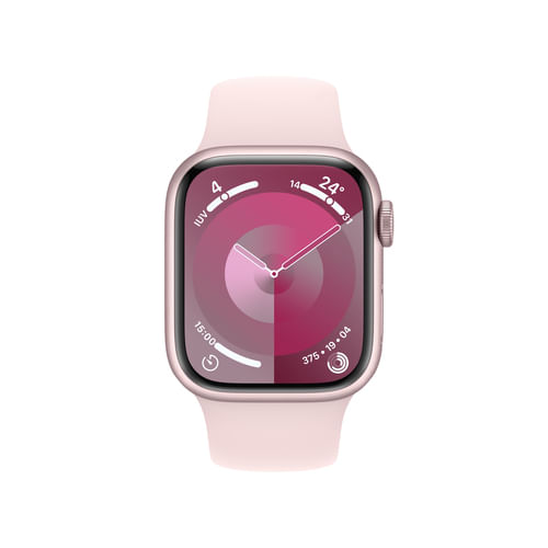 Apple-Watch-Series-9-GPS-Cassa-41mm-in-Alluminio-Rosa-con-Cinturino-Sport-Rosa-Confetto---M-L