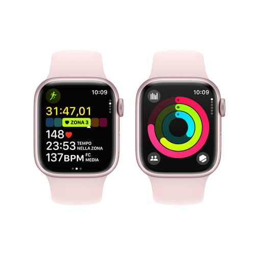 Apple-Watch-Series-9-GPS-Cassa-41mm-in-Alluminio-Rosa-con-Cinturino-Sport-Rosa-Confetto---M-L