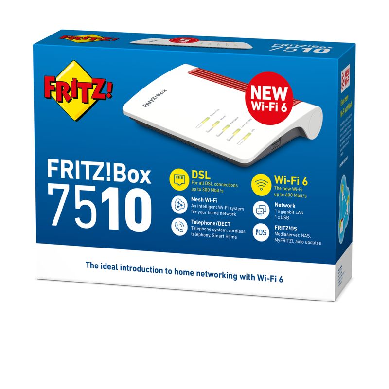 FRITZ-Box-7510-AX-router-wireless-Gigabit-Ethernet-Banda-singola--2.4-GHz--Bianco