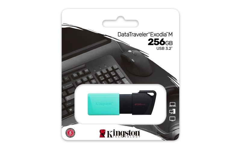 Kingston-Technology-DataTraveler-Exodia-M-unita-flash-USB-256-GB-USB-tipo-A-3.2-Gen-1--3.1-Gen-1--Nero-Turchese