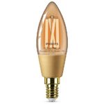 Philips LED Lampadina Smart Filament Ambrata Dimmerabile Luce Bianca da Calda a Fredda Attacco E14 25W Candela