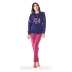 Trade Shop Traesio-pigiama Da Donna Ragazza In Cotone Maglia Blu E Pantalone Cherry Lungo Sd33 Tg. -    10 - 12 Anni