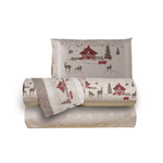 Completo letto lenzuola federe letto stampa fantasia 100% Cotone Made in Italy COUNTRY BEIGE PIAZZA E MEZZA