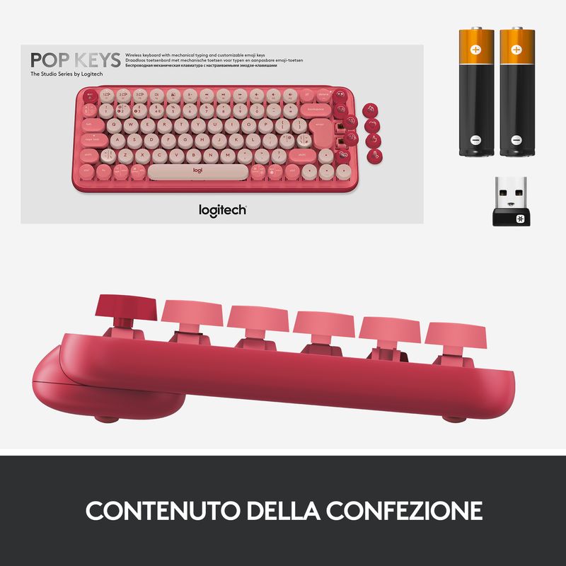 Logitech-POP-Keys-Tastiera-Meccanica-Wireless-con-Tasti-Emoji-Personalizzabili-Design-Compatto-Durevole-Connettivita--Bluetooth-o-USB