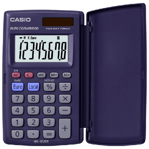 Casio-HS-8VER-calcolatrice-Tasca-Calcolatrice-di-base-Blu