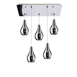 Sospensione Contemporanea Drop Metallo Cromo Vetro Cromo 4 Luci E14