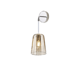 Applique Contemporanea Con Cavo Shaded Metallo Cromo Vetro Ambra 1 Luce E27