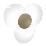 Plafoniera Contemporanea Clover Metallo Sabbia Vetro Bianco 6 Luci E27