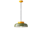 Sospensione Vintage Decò Maracana Ceramica-Vetro Verde-Giallo 1 Luce E27