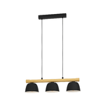 Lampadario Moderno Sherburn 3 Luci Metallo Nero E Marrone