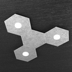 Plafoniera Moderna 4 Moduli Hexagon Metallo Foglia Argento 3 Luci Led 12X3W