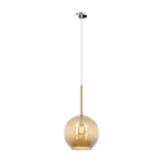 Sospensione Contemporanea Future Metallo Cromo Vetro Ambra 1 Luce E27 D.25Cm