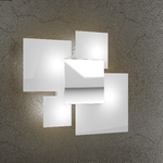 Applique Contemporanea Shadow Metallo E Vetro Bianco 4 Luci E27 46Cm