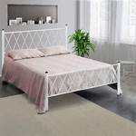 Qualydorm  Letto in Ferro Battuto Moderno Matrimoniale Linea PIRAMIDE - Prodotto Artigianale Italiano Vari colori da cm 160x190 (Bianco Opaco)