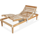 Qualydorm  Rete Ortopedica in Legno di Faggio 120x190 per Piazza e Mezza 24 doghe Alzata Elettrica h37cm