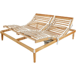 Qualydorm  Rete Ortopedica Legno di Faggio 160x190 Letto Matrimoniale h37 cm Alzata testa piedi Elettrica