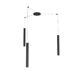 Sospensione Moderna Round Tube Metallo Nero 3 Luci Gu10