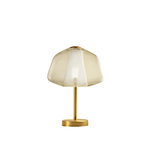 Lampada Contemp. Double Skin Alpha Metallo Ottone Sat. Vetro Ambra 1 Luce E27