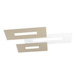 Plafoniera Moderna Rett. 3 Moduli Wally Metallo Bianco E Sabbia 3 Luci 2G11 80Cm