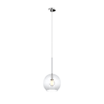 Sospensione Contemporanea Future Metallo Cromo Vetro Trasp. 1 Luce E27 D.20Cm