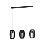 Eglo Lampadario Industrial Bajazzara 3 Luci Acciaio Nero Diffusore Nero